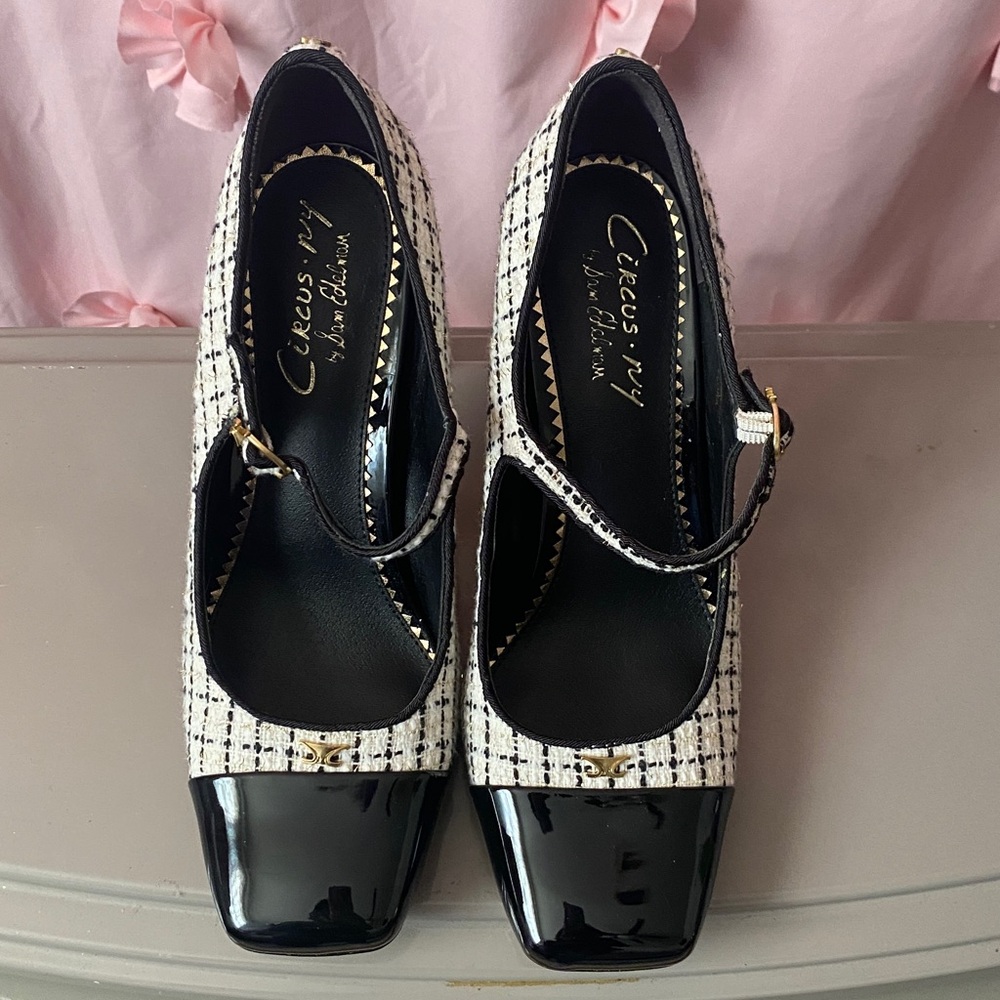 Circus by Sam Edelman Black & White Tweed Mary Jane Pumps with Patent Toe